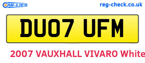 DU07UFM are the vehicle registration plates.