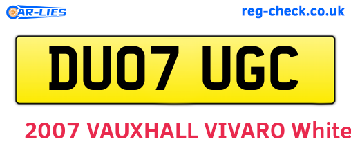DU07UGC are the vehicle registration plates.
