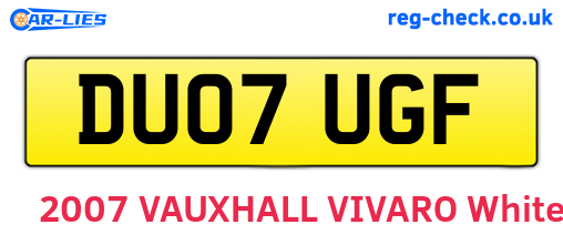 DU07UGF are the vehicle registration plates.