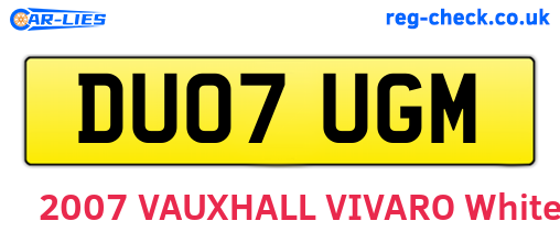 DU07UGM are the vehicle registration plates.