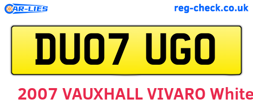 DU07UGO are the vehicle registration plates.