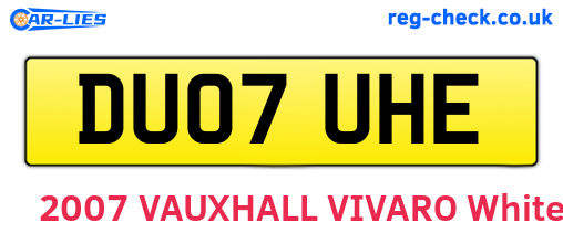 DU07UHE are the vehicle registration plates.