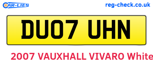 DU07UHN are the vehicle registration plates.