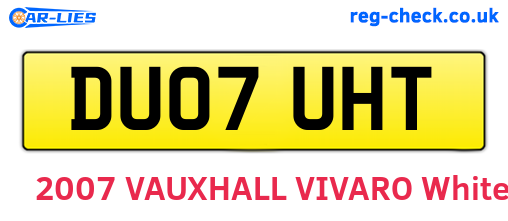 DU07UHT are the vehicle registration plates.