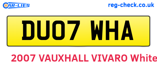 DU07WHA are the vehicle registration plates.