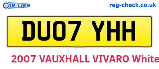 DU07YHH are the vehicle registration plates.