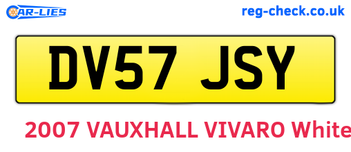 DV57JSY are the vehicle registration plates.