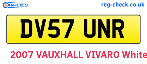 DV57UNR are the vehicle registration plates.