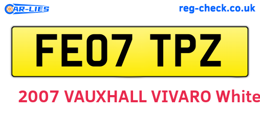 FE07TPZ are the vehicle registration plates.