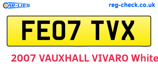 FE07TVX are the vehicle registration plates.