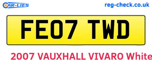 FE07TWD are the vehicle registration plates.