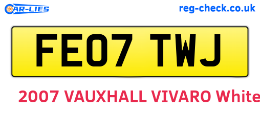 FE07TWJ are the vehicle registration plates.