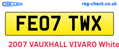 FE07TWX are the vehicle registration plates.