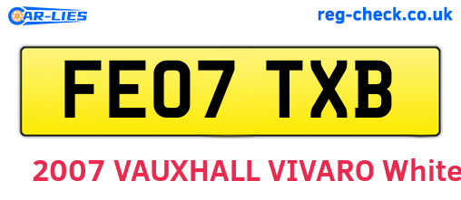FE07TXB are the vehicle registration plates.