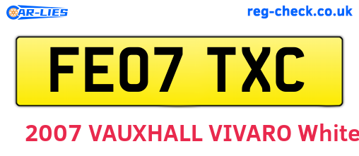 FE07TXC are the vehicle registration plates.