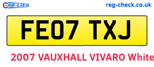 FE07TXJ are the vehicle registration plates.