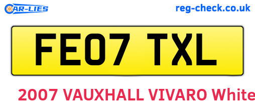 FE07TXL are the vehicle registration plates.