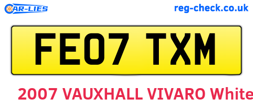 FE07TXM are the vehicle registration plates.