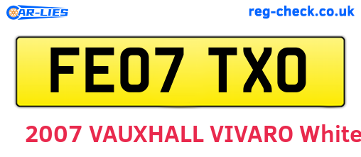 FE07TXO are the vehicle registration plates.