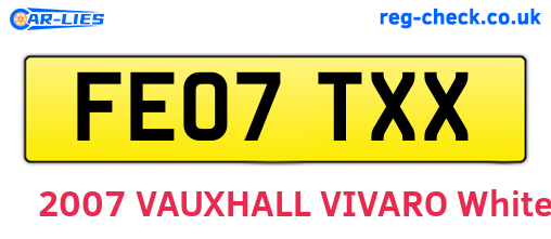FE07TXX are the vehicle registration plates.