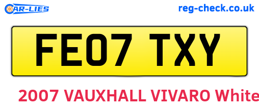 FE07TXY are the vehicle registration plates.