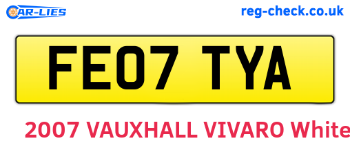 FE07TYA are the vehicle registration plates.