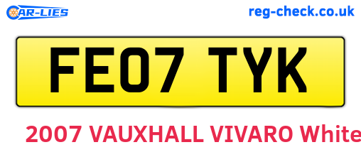 FE07TYK are the vehicle registration plates.