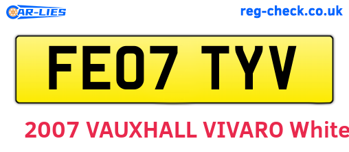 FE07TYV are the vehicle registration plates.
