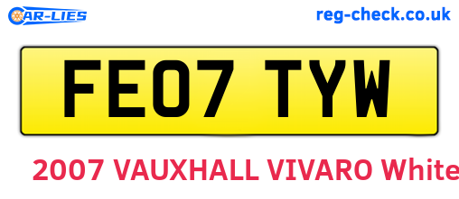 FE07TYW are the vehicle registration plates.