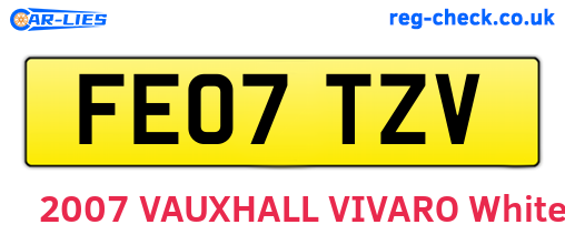 FE07TZV are the vehicle registration plates.