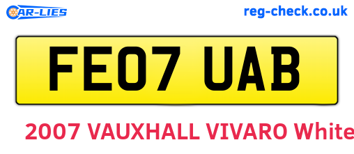 FE07UAB are the vehicle registration plates.