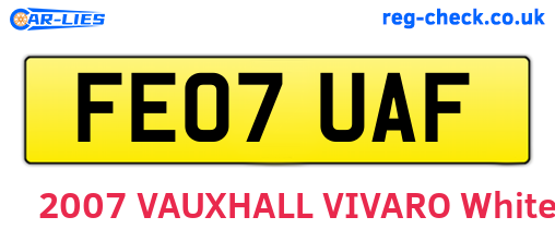 FE07UAF are the vehicle registration plates.