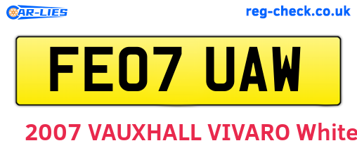FE07UAW are the vehicle registration plates.