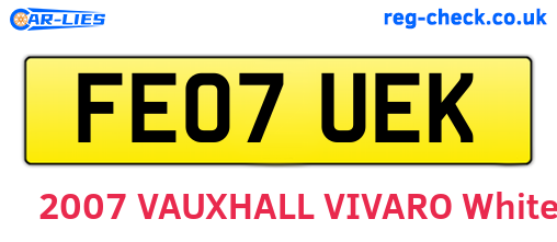 FE07UEK are the vehicle registration plates.