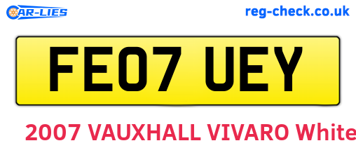 FE07UEY are the vehicle registration plates.