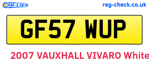 GF57WUP are the vehicle registration plates.