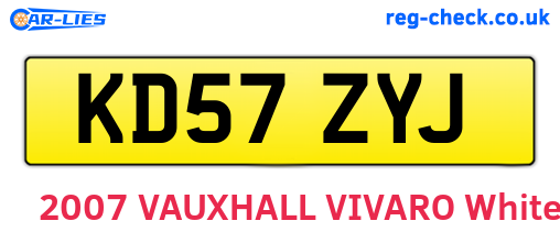 KD57ZYJ are the vehicle registration plates.