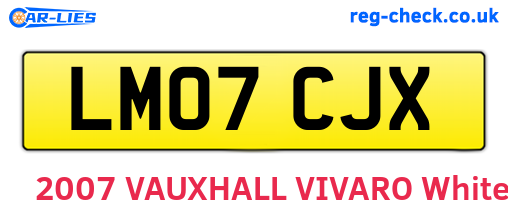 LM07CJX are the vehicle registration plates.
