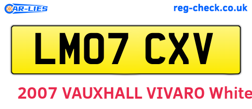 LM07CXV are the vehicle registration plates.