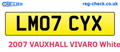 LM07CYX are the vehicle registration plates.