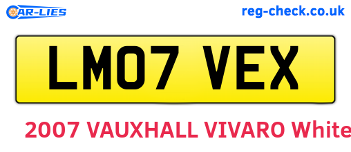 LM07VEX are the vehicle registration plates.