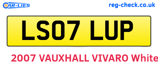 LS07LUP are the vehicle registration plates.