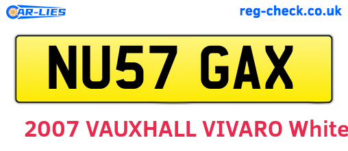 NU57GAX are the vehicle registration plates.