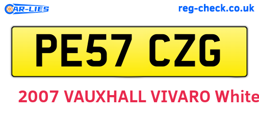 PE57CZG are the vehicle registration plates.