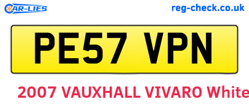 PE57VPN are the vehicle registration plates.