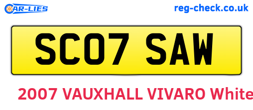 SC07SAW are the vehicle registration plates.