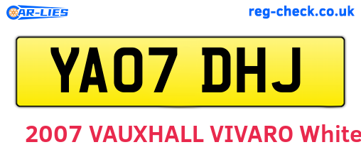 YA07DHJ are the vehicle registration plates.