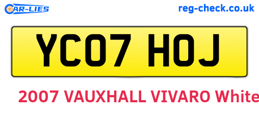 YC07HOJ are the vehicle registration plates.
