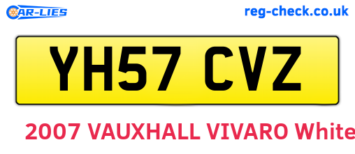 YH57CVZ are the vehicle registration plates.