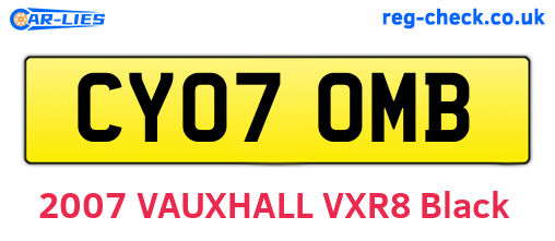 CY07OMB are the vehicle registration plates.